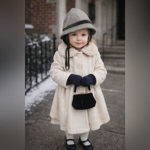 Vintage Rothschild Bonnet Hat Wool Blend Ear Flap Strap child’s